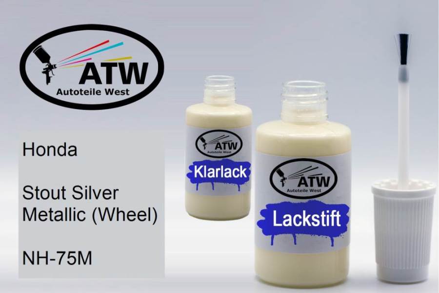 Honda, Stout Silver Metallic (Wheel), NH-75M: 20ml Lackstift + 20ml Klarlack - Set, von ATW Autoteile West.